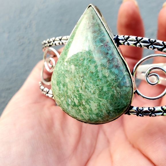 New Amazonite 925 Silver Cuff Bracelet. - Picture 6 of 14